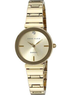 Anne Klein Women's All Gold Analog Quartz Genuine Diamond Dial Bracelet Watch